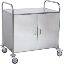 Commercial Serving/Service/Clearing Trolley with Cabinet & Doors Stainless steel 3 tier 860x540x940mm | Adexa RST3AD