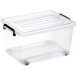 Pack of 4 Plastic Storage Box with Wheels & Lid & Clips 13 litre 375x295x200mm Polypropylene | Adexa S1013SETOF4