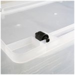 Pack of 8 Plastic Storage Box with Wheels & Lid & Clips 70 litre 630x433x355mm Polypropylene | Adexa S1070