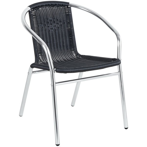 Bistro Arm Chair Aluminium & Black Wicker Indoors & Outdoors | Adexa SC020