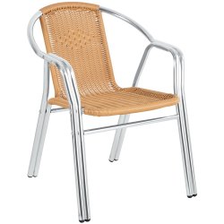 Bistro Arm Chair Aluminium & Natural Wicker Indoors & Outdoors | Adexa SC029