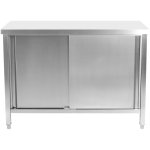 Commercial worktop Floor Cupboard Sliding doors Stainless steel 1200x600x850mm | Adexa VTC126SL