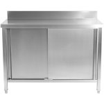 Commercial Worktop Floor Cupboard 2 sliding doors Stainless steel 1400x600x850mm Upstand | Adexa SCP14060B