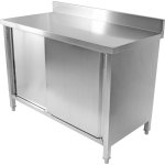 Commercial Worktop Floor Cupboard 2 sliding doors Stainless steel 1500x700x850mm Upstand | Adexa SCP15070B
