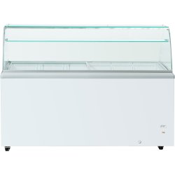 Commercial Display Chest freezer Curved Sliding glass lid with Glass Canopy 453 litres | Adexa SD551S-SD551SGLASSTOP