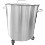 Professional Waste bin Stainless steel with Lid & Wheels 95 litres | Adexa SDC95