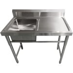 Commercial Sink Stainless steel 1200x600x900mm 1 bowl left Splashback | Adexa SINK12060LEFT