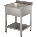 Commercial Sink Stainless steel  with 1 large bowl 500x400x300mm Bottom shelf Splashback 800mm Depth 600mm | Adexa VS86BS
