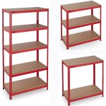 Commercial Heavy Duty Shelving Unit Painted steel Red 5 Shelves 875kg Loading Capacity 700x300x1500mm | Adexa SG17515CR