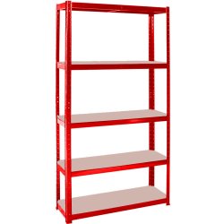 Commercial Heavy Duty Shelving Unit Painted steel Red 5 Shelves 875kg Loading Capacity 700x300x1500mm | Adexa SG17515CR
