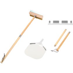Set of 2 Pizza Oven Tools with Wall Hanger - 12" Square Pizza Peel & Pizza Oven Brush with Scraper | Adexa SP3S