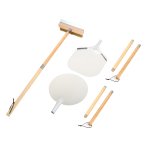 Set of 3 Pizza Oven Tools with Stand - 12" Square Pizza Peel, 12" Round Pizza Peel & Pizza Oven Brush with Scraper | Adexa SPTH4S