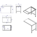 Unloading table Right side 1100x650x850mm No bottom shelf No splashback Stainless steel | Adexa SWT11065L