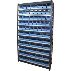 Commercial Heavy Duty Boltless Shelving Unit 12 Shelves 59 bins Melamine Shelves 900x300x1830mm | Adexa SY309012