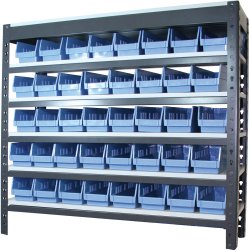 Commercial Heavy Duty Boltless Shelving Unit 6 Shelves 35 bins Melamine Shelves 900x300x915mm | Adexa SY30906