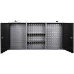 Professional Grey and Black Wall Mounted Double Door Tool Cabinet with Open Shelf/Rack and Key 1200x200x600mm | Adexa TC003