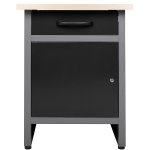 Professional Grey and Black Workshop Workbench with 30mm Wooden Desktop, Drawer and Lockable Door 600x600x850mm | Adexa TC004