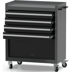 Professional Grey and Black Tool Drawer Cabinet with 4 Drawers and Locker Design 616x330x760mm | Adexa TC027