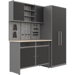 Garage Workstation Set - with Wooden Desktop, 5 Drawers, 2 Cupboards, and 1 Cabinet, 2100x600x2050 | Adexa TC117