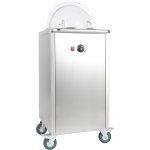 Heated Plate dispenser trolley Stainless steel 12''/300mm 50 plates with Rolltop Cover | Adexa TDDS1C