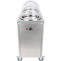 Heated Plate dispenser trolley Stainless steel 12''/300mm 2x50 plates with Rolltop Cover | Adexa TDDS2C
