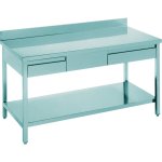 Professional Work table 2 drawers Stainless steel Bottom shelf Upstand 1600x600x900mm | Adexa THATS166A2D