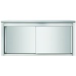 Wall cabinet Sliding doors Stainless steel Width 1800mm Depth 400mm | Adexa THWSR184
