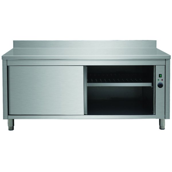 Professional Heated Cupboard Stainless steel Sliding doors Rear upstand Width 1000mm Depth 600mm | Adexa THWSR106A