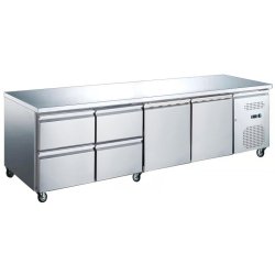 Professional Low Refrigerated Counter / Chef Base 2 doors 4 drawers 2230x700x650mm | Adexa UGN4140
