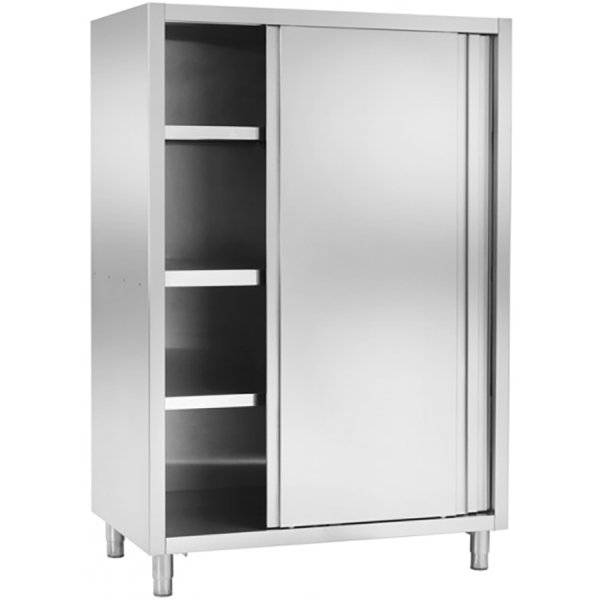 Upright Pan cupboard Stainless steel 2 hinged doors 3 shelves 1000x600x2000mm | Adexa VC106SN