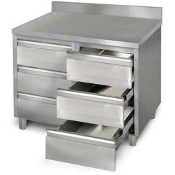 Commercial drawer cabinet Stainless steel 6 drawers Upstand Width 1000mm Depth 600mm | Adexa VIG106S6A