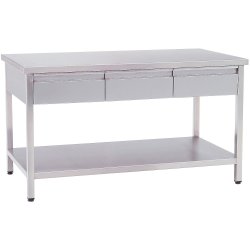 Professional Work table Stainless steel 3 drawers Bottom shelf 1500x700x850mm | Adexa VT1573D