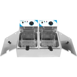 Commercial Twin Fryer Electric 8+8 litre 2.5+2.5kW Countertop | Adexa WHCDFD