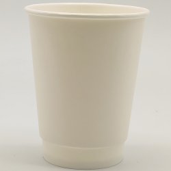 500pcs Compostable Coffee Cups Double wall 12oz/355ml White | Adexa WHDW12OZ