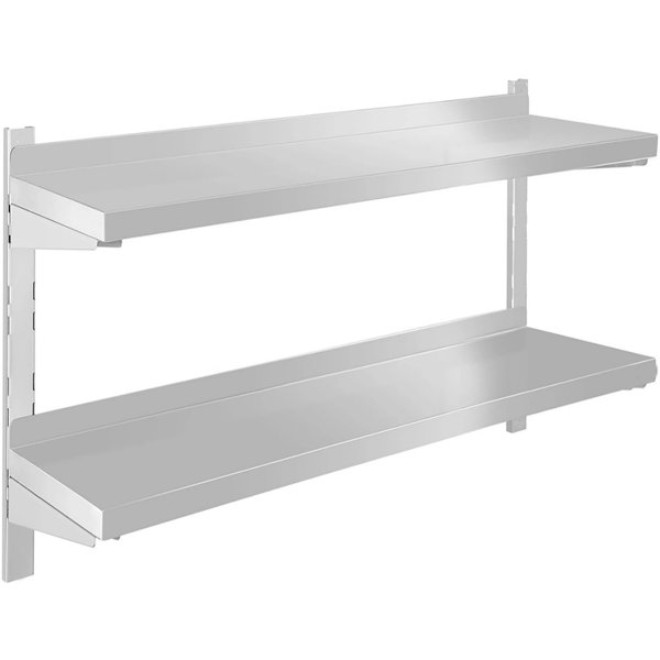 Wall shelf 2 levels 600x350x600mm Stainless steel | Adexa WM06035B