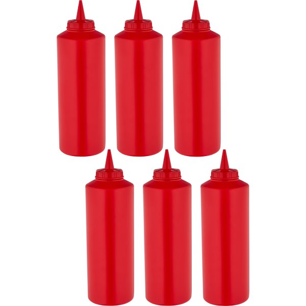 6 pack of Squeeze Sauce Bottles 710ml/24oz Red | Adexa WQSB24WR