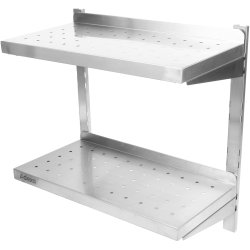 Wall Shelf Perforated 2 tiers Stainless steel 600x300x600mm | Adexa WSWB30060P