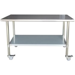 Commercial Mobile Work table Stainless steel Bottom shelf 1200x750x900mm | Adexa WTG750X1200C