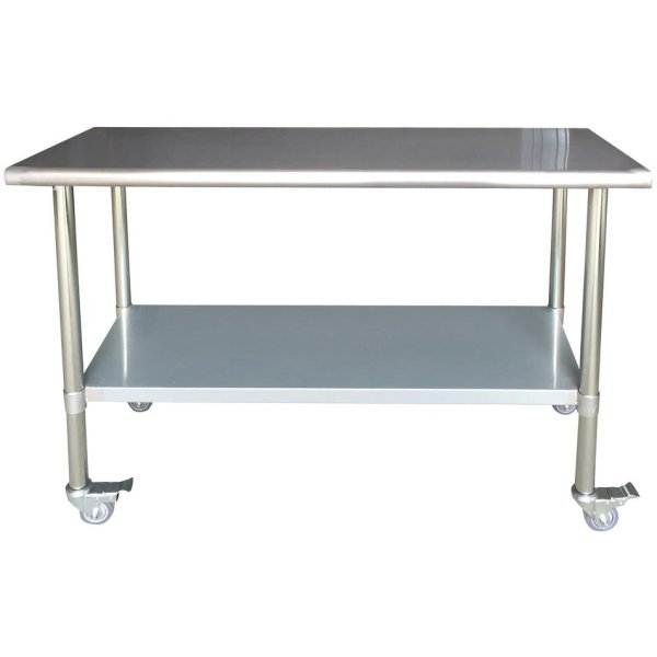 Commercial Mobile Work table Stainless steel Bottom shelf 1800x750x900mm | Adexa WTG750X1800C