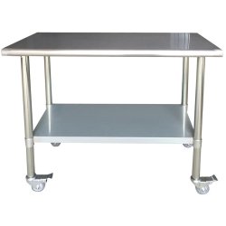 Commercial Mobile Work table Stainless steel Bottom shelf 750x600x900mm | Adexa WTG600X750C