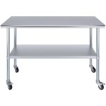 Commercial Mobile Stainless Steel Work Table Bottom shelf 1500x600x900mm | Adexa WT60150GMOBILE