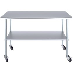 Commercial Mobile Stainless Steel Work Table Bottom shelf 1500x600x900mm | Adexa WT60150GMOBILE