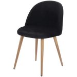 Velvet Dining Chair Black & Wood | Adexa WW095