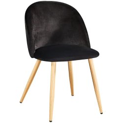 Velvet Dining Chair Black & Wood | Adexa WW095