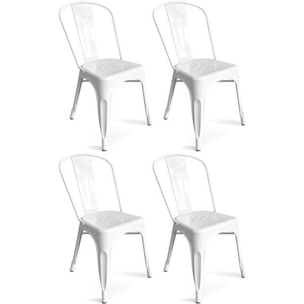 4pcs Bistro Dining Chair Steel White Indoors | Adexa WW60W