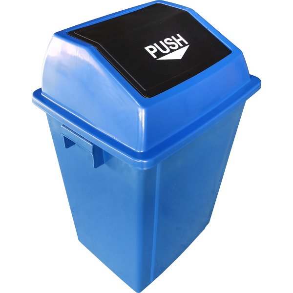 Square Push Lid Bin 40 Litres Blue | Adexa XDL40B2BLUE