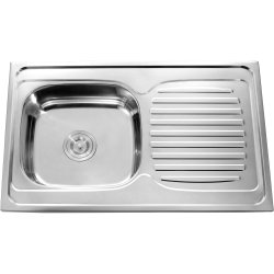 Drop In Single Basin Sink with Drainer Stainless Steel | Adexa YTS8050C
