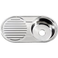 Rounded Drop In Single Basin Sink with Drainer Stainless Steel | Adexa YTSR8644A
