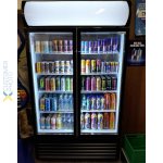 Commercial Twin Bottle cooler Upright 730 litres Fan assisted cooling Hinged glass doors Black&White | Adexa GDR444