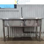 Commercial Pot Wash Sink Stainless steel 1 bowl Splashback 1500x700x900mm Round legs | Adexa PSR15070